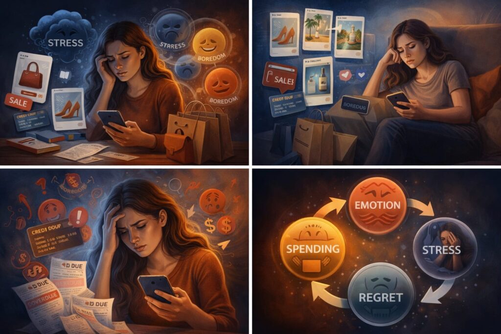 emotional spending leading to debt, regret, and financial stress
