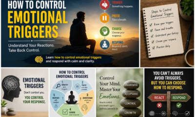 Infographic on how to control emotional triggers with practical steps and daily techniques