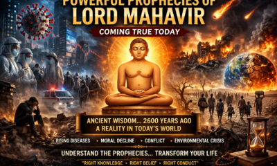 Powerful Prophecies of Lord Mahavir reflecting emotional pain, societal decline, and the reality of today’s world